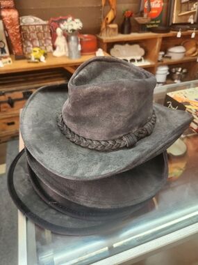 Minnetonka Men's Braided Suede Cowboy Hat in Charcoal Gray